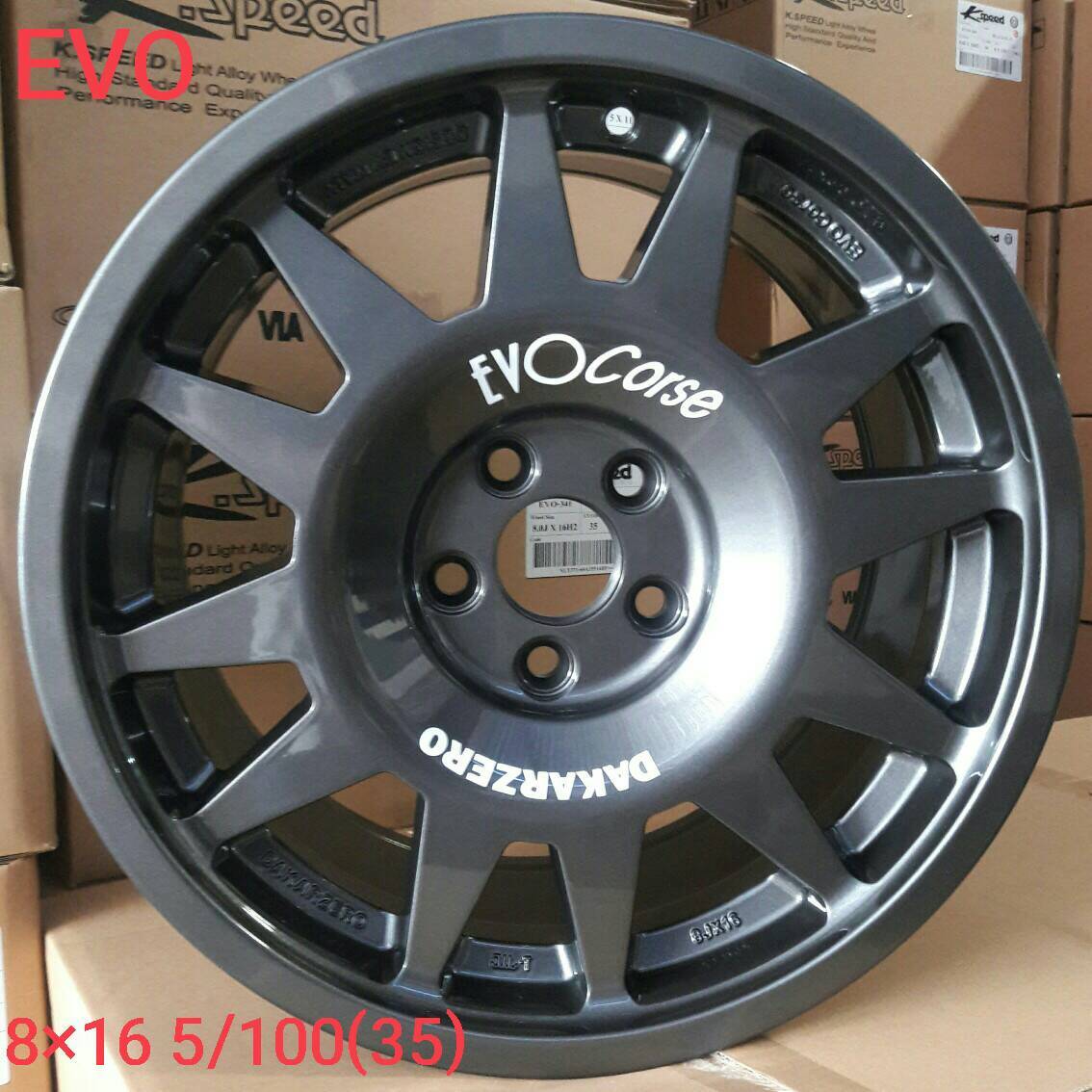 ล้อแม็ก ล้อแม็กใหม่ Evo Cross 341 5รู100 ET35 สีเทา สำหรับ Beetle ตัวเก่าใช้ยางเดิม 8-16นิ้ว 