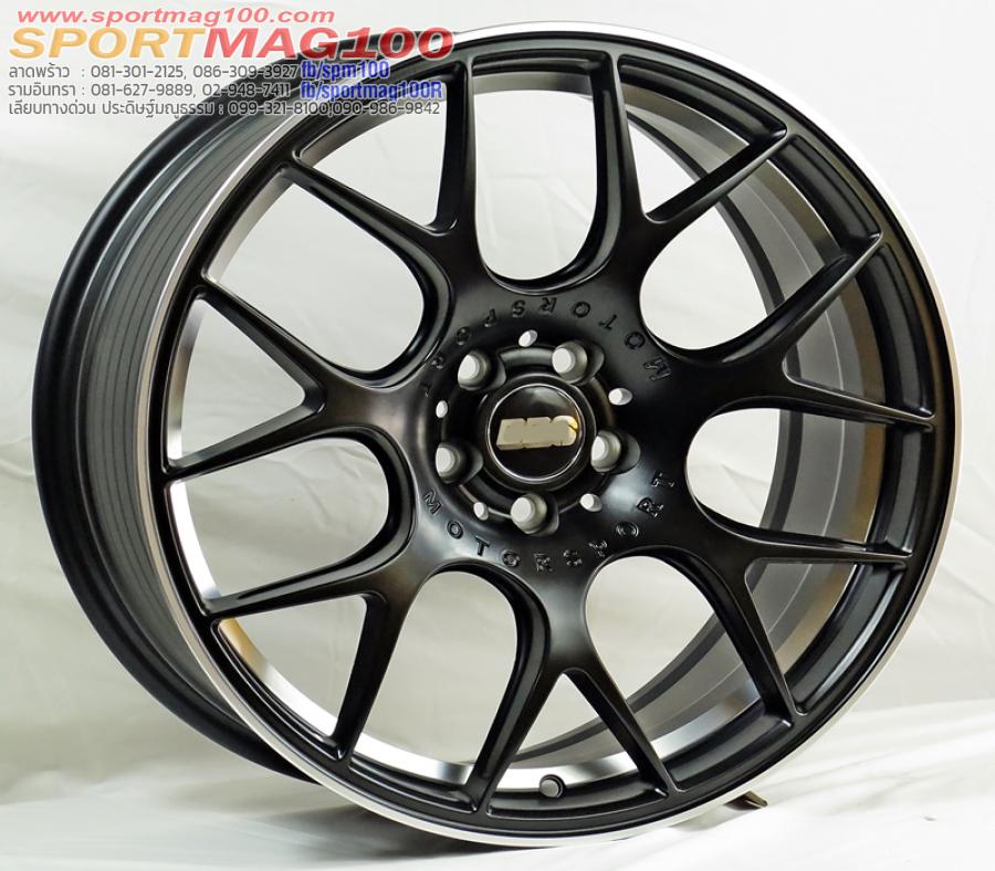 ล้อแม็ก ล้อแม็กใหม่ flow forming ลาย Motorsport 5รู114 ET35 ดำขอบเงิน 8-18นิ้ว 