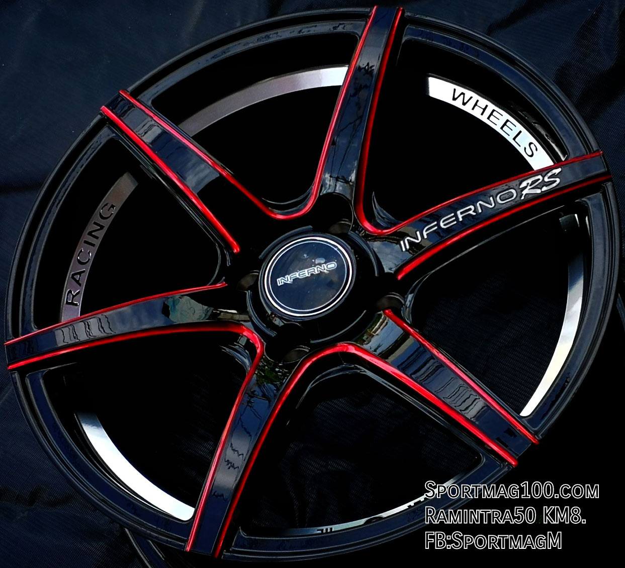 ล้อแม็ก  เฮียสั่งลด แม็กซ์ใหม่ Inferno JAC 4รู100 ดำมิลลิ่งแดงคัตเงิน  7-15นิ้ว 
