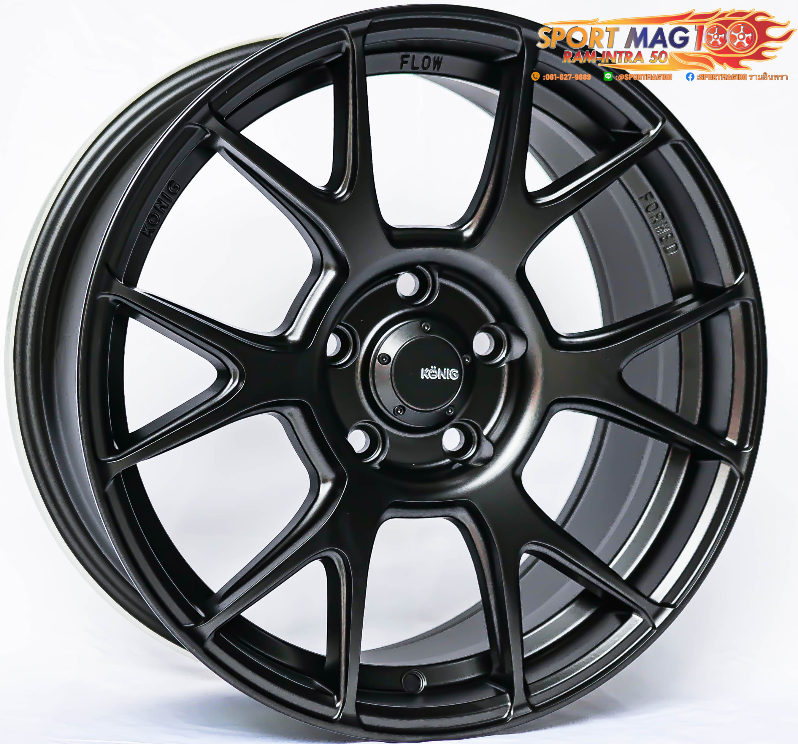 ล้อแม็ก ล้อแม็กใหม่เบา FlowForming USA Konig Ampliform 5รู114 ET40 ดำด้าน 8-17นิ้ว 