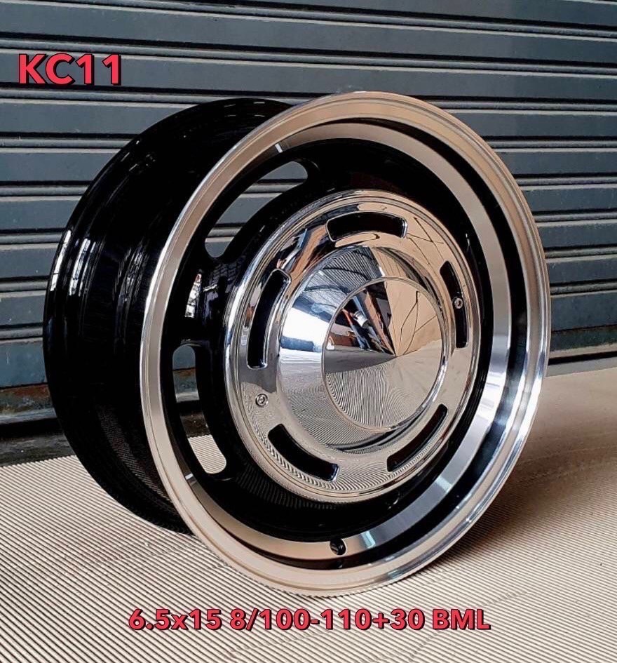 ล้อแม็ก ล้อแม็กใหม่ Rew Kc11 4รู100/110 ET30 สีดำขอบเงา 6.5-15นิ้ว 