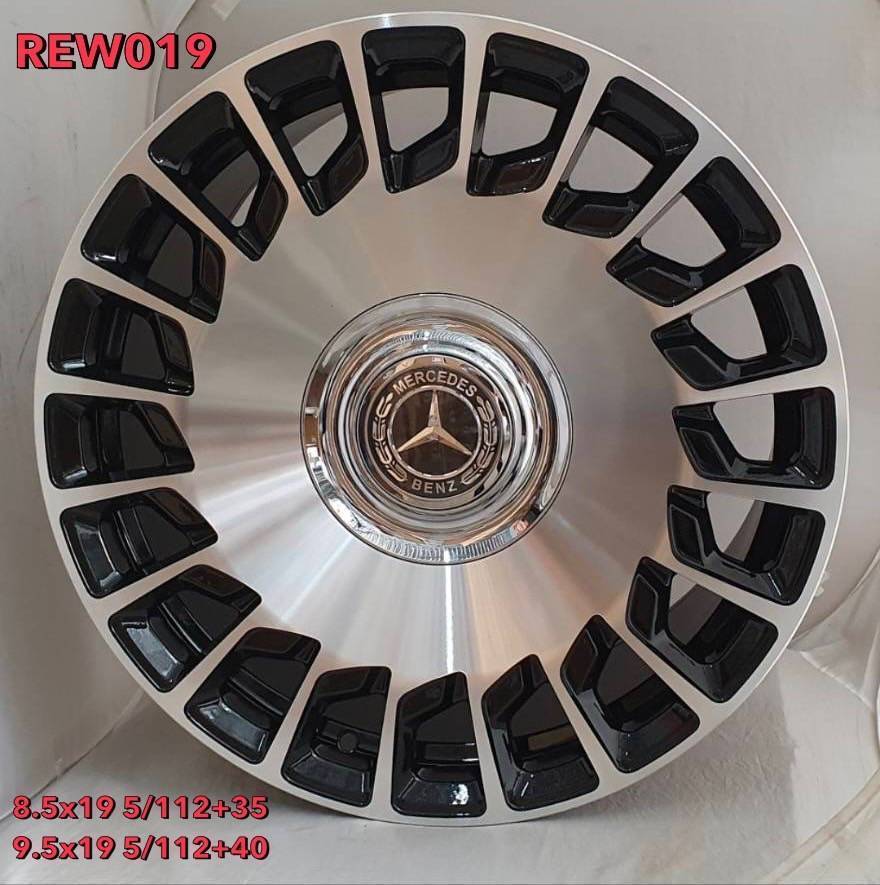 ล้อแม็ก ล้อแม็กใหม่ REW019  5รู112 ET35-40 ดำหน้าเงา F8.5 R9.5-19นิ้ว 