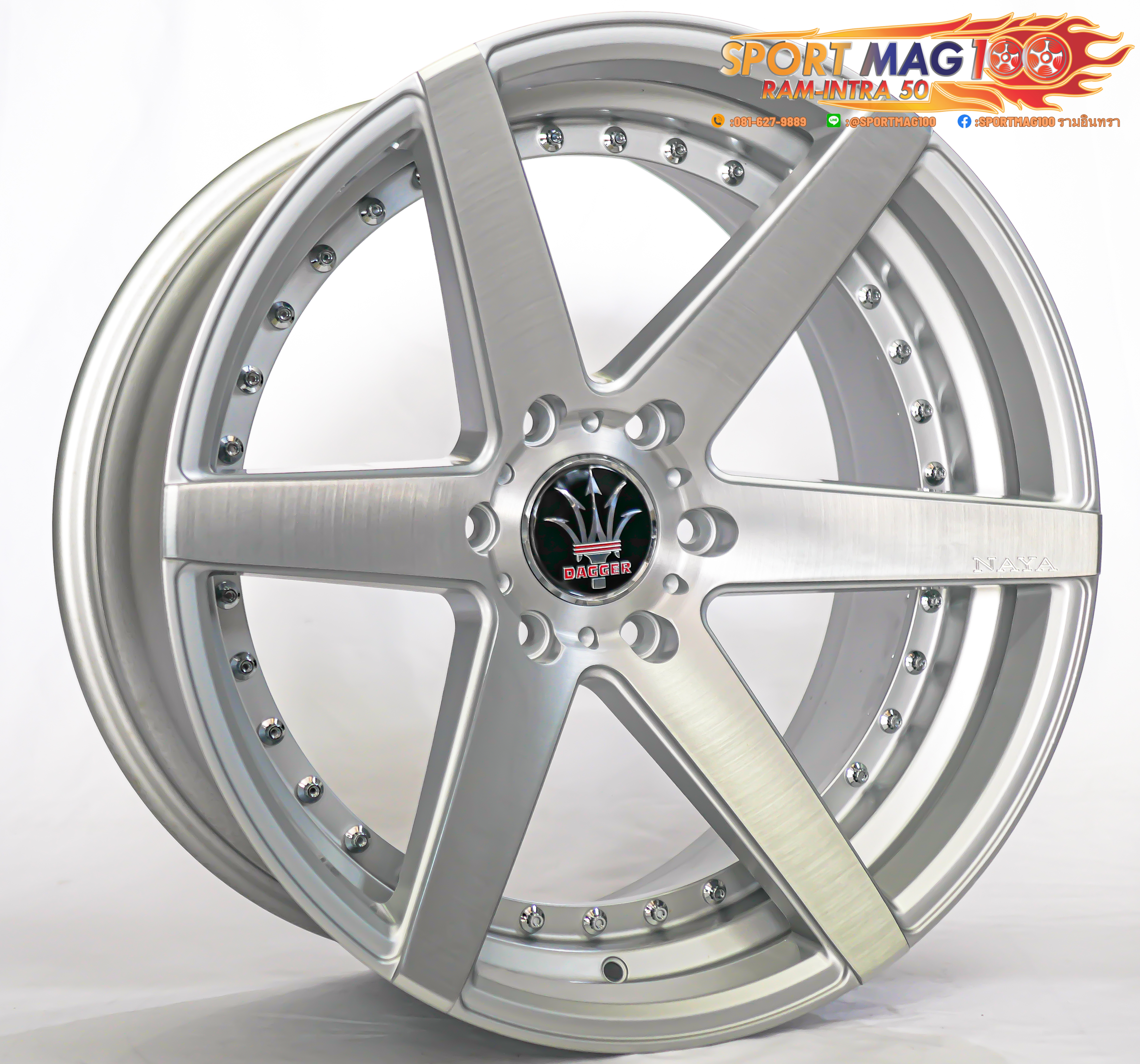 ล้อแม็ก เฮียสั่งลด ล้อแม็กใหม่ Naya Dagger Montidea 6รู139 ET4-0 ซิลเวอร์หมุดเงิน F8.5 R9.5-20นิ้ว