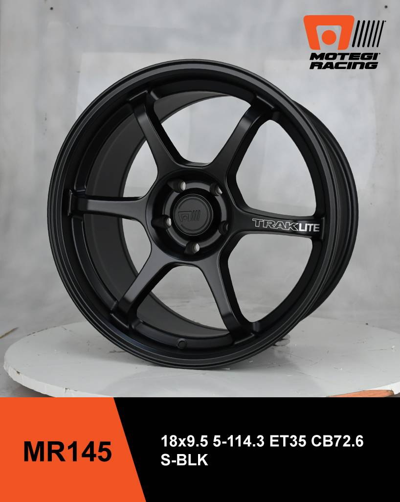 ล้อแม็ก ล้อแม็กใหม่ USA Motegi Racing MR145 5รู114 ET35 ดำด้าน F8.5 R9.5-18นิ้ว