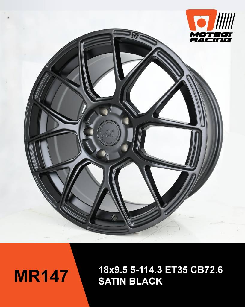 ล้อแม็ก ล้อแม็กใหม่ USA Motegi Racing MR147 5รู114 ET42-35 ดำด้าน F8.5 R9.5-18นิ้ว 