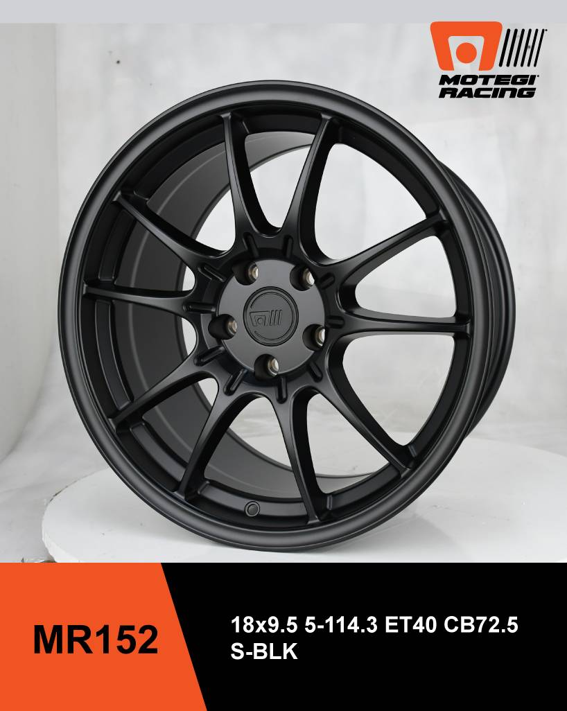 ล้อแม็ก ล้อแม็กใหม่ USA Motegi Racing MR152 5รู114 ET35-40 ดำด้าน F8.5 R9.5-18นิ้ว 