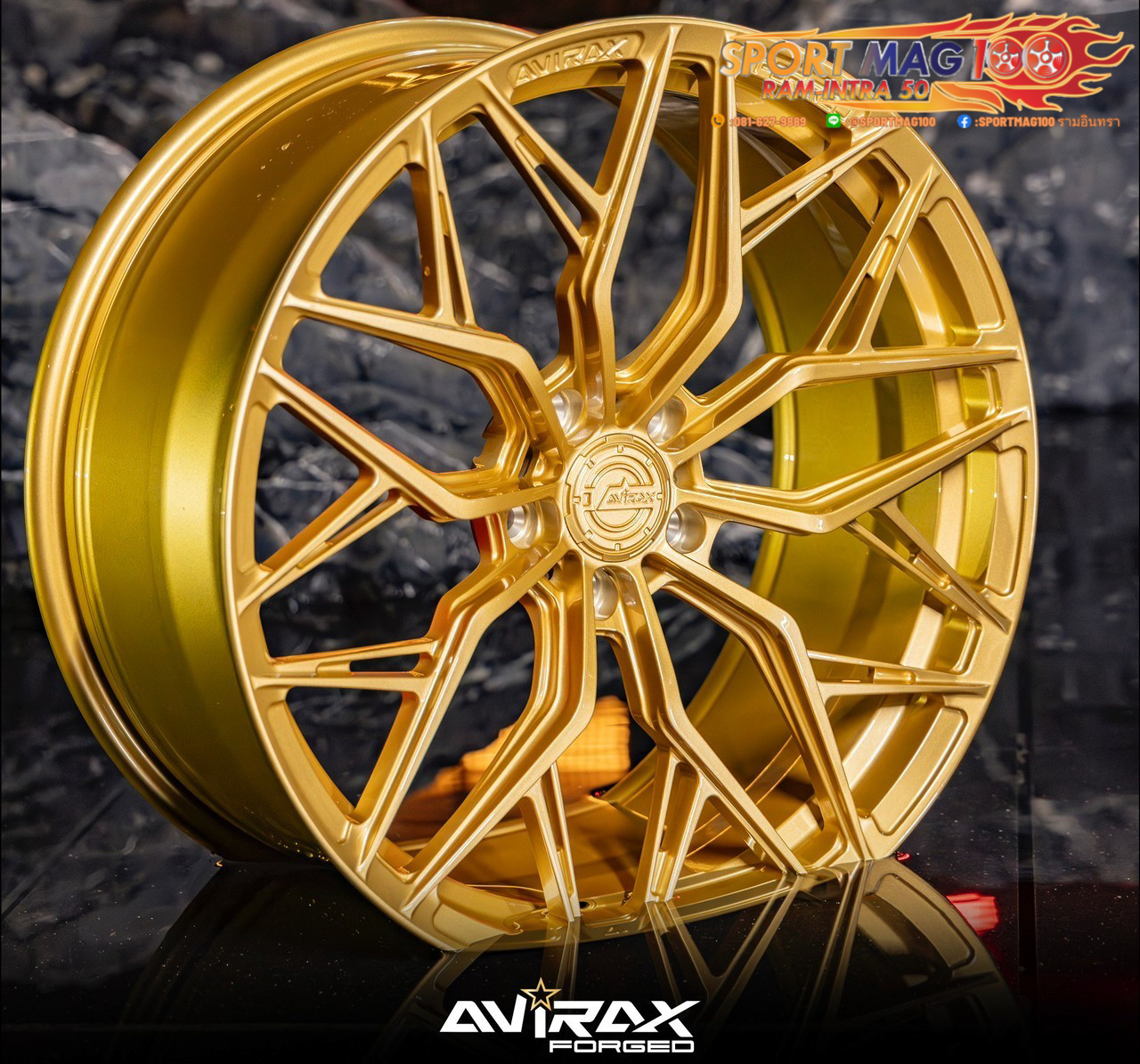 ล้อแม็ก ล้อแม็กใหม่ AVIRAX FORGED GL502 5รู108 ET35 ทอง 8.5-19นิ้ว