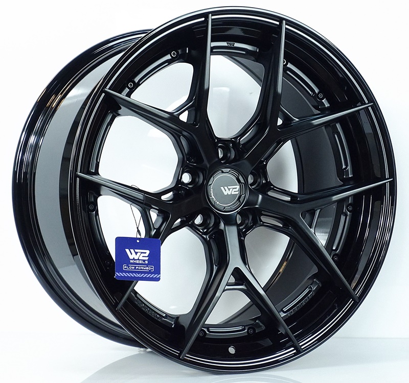 ล้อแม็ก ล้อแม็กแท้2ชิ้นสุดเบา Flowforming W2BF 5รู112 ดำด้านขอบกลอสแบล็คET35-40 F9 R10-20นิ้ว