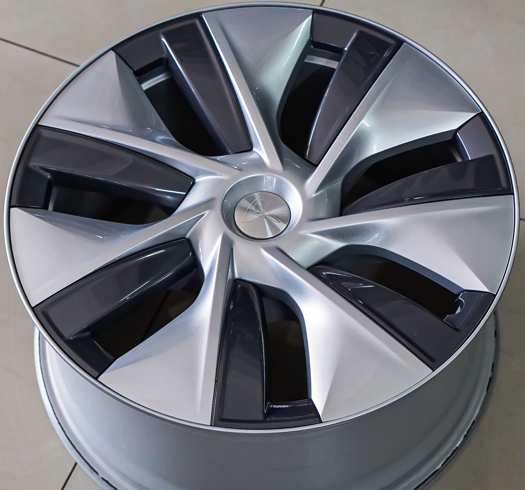 ล้อแม็ก ล้อแม็กติดรถ Tesla ModelY ขอบ19 5รู114 เทาหน้าเงา กว้าง 9.5 Offset45 (รามอินทรา)