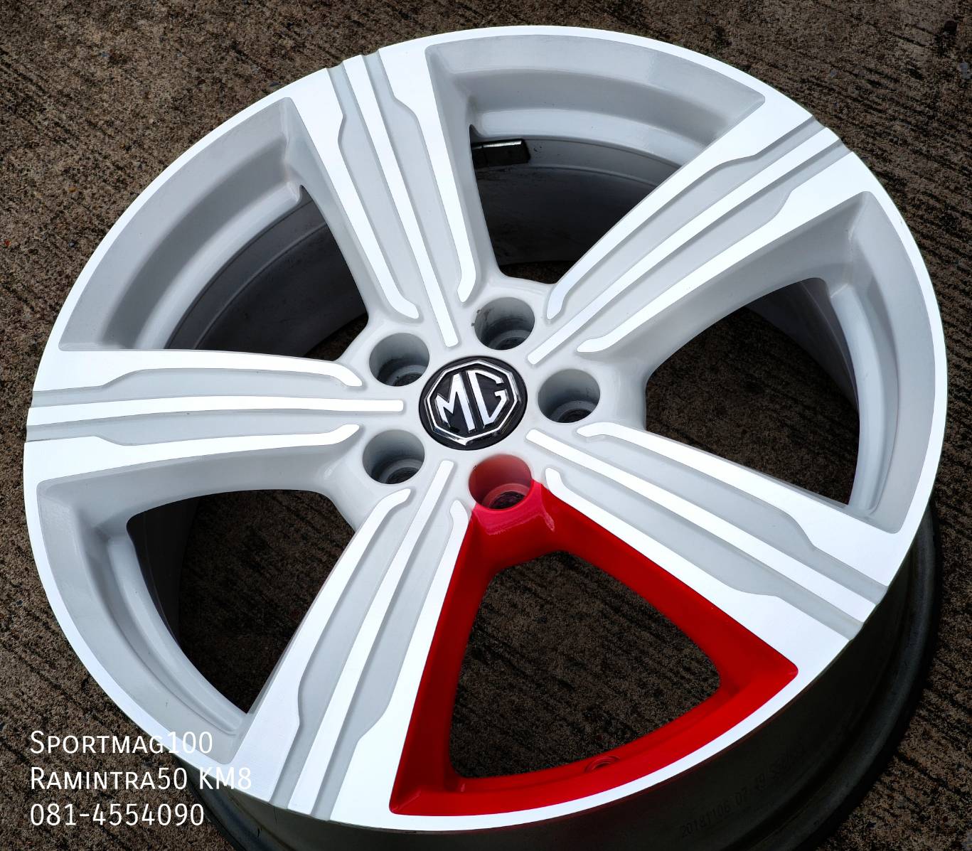 ล้อแม็ก ล้อแม็ก MG ZS ขอบ17นิ้ว 5รู100 ET41 ขาวหน้าเงาก้านแดง กว้าง 7นิ้ว(รามอินทรา)