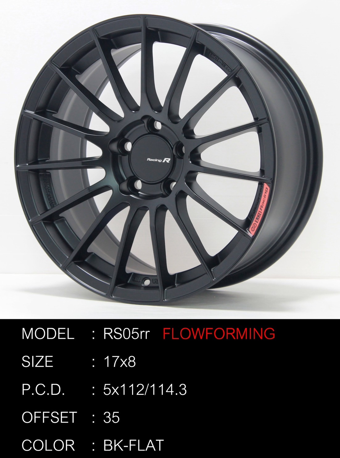 ล้อแม็ก ล้อแม็ก Flowforming TK RS05RR ขอบ17นิ้ว 5รู114.3 ET35 ดำด้าน กว้าง 8นิ้ว 