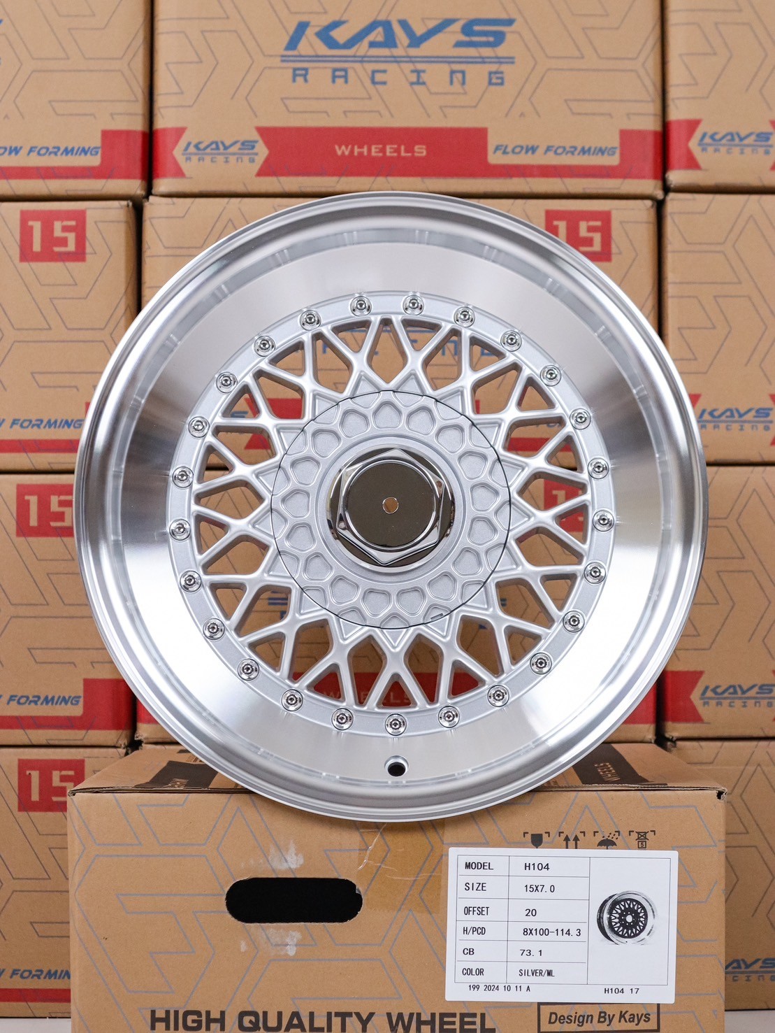 ล้อแม็ก ล้อแม็กลาย BBS RS ขอบ15นิ้ว 4รู100/114 ET20 สีเงินขอบเงา กว้าง 7นิ้ว 