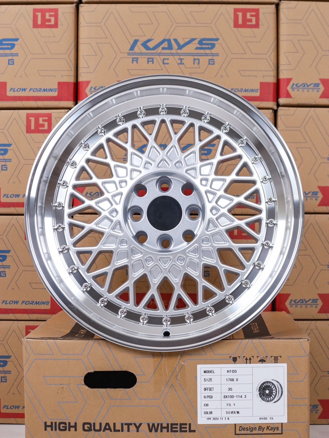 ล้อแม็ก ล้อแม็กลาย BBS RS ขอบ17นิ้ว 4รู100/114 ET35 ซิลเวอร์ขอบเงา กว้าง 8นิ้ว