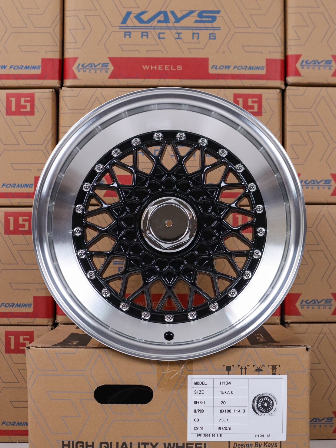ล้อแม็ก ล้อแม็กลาย BBS RS ขอบ15นิ้ว 4รู100/114 ET20 สีดำขอบเงา กว้าง 7นิ้ว 