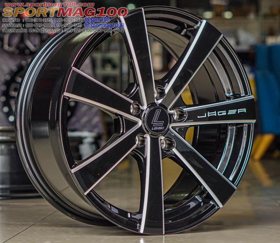 ล้อแม็กซ์ใหม่ Lenso JAG JagerGamma 5รู114 ET38 ดำมิลลิ่งก้าน 7.5-17นิ้ว 