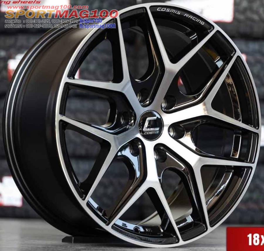 ล้อแม็กใหม่ COSMIS CS06 6รู130 ET25 ดำหน้าเงา 8.5-18นิ้ว(รถตู้Toyotaตัวใหม่)
