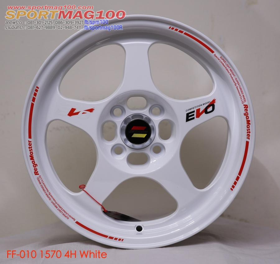 ล้อแม็กใหม่ FlowForming EVO 4รู100 สีขาวริมแดง 7-15นิ้ว