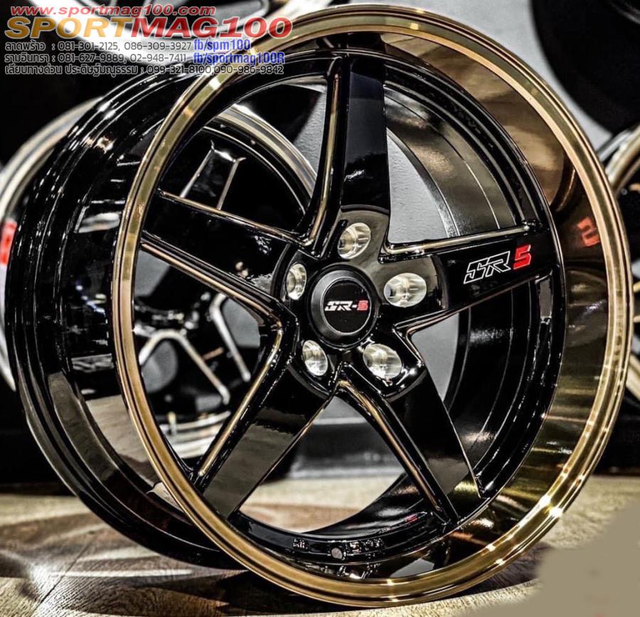 ล้อแม็กใหม่ Atomic SR5 5รู114 ET20-25 ดำมิลลิ่งขอบทองแดง F9.5 R10.5-18นิ้ว 