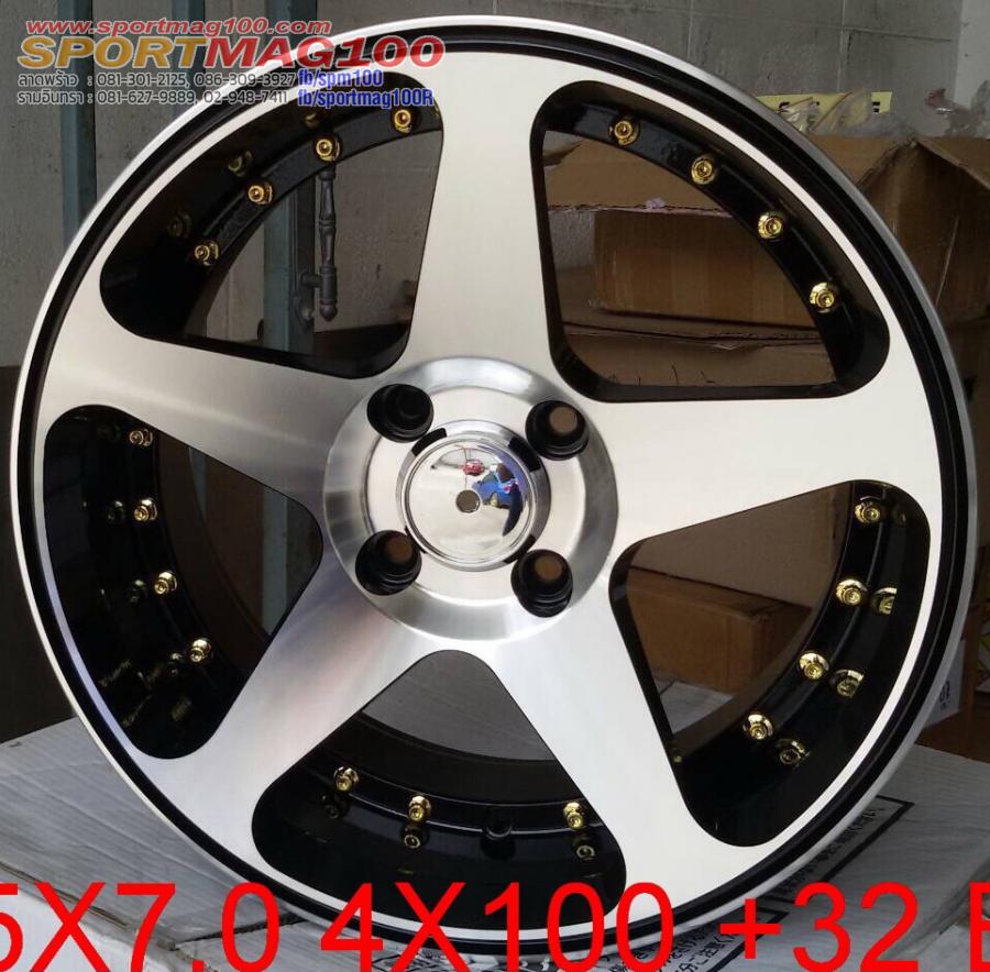 ล้อแม็ก Apex SH29 สีดำหน้าเงา 4รู100 Offset32 กว้าง 7 ขอบ15นิ้ว