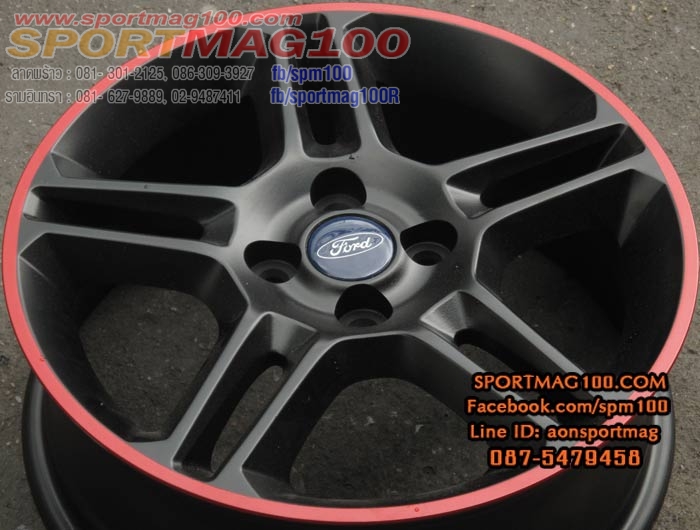 ล้อแม็ก แม็กซ์มือสอง Ford Fiesta Modify ดำด้านขอบแดง-16นิ้ว