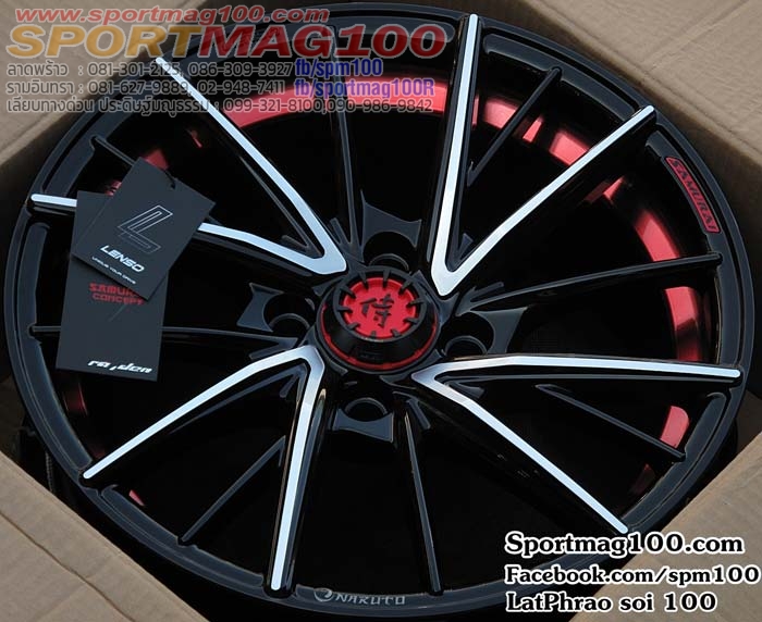 ล้อแม็ก ล้อแม็กใหม่ Lenso Samurai SCN 4รู100 ดำเงาอันเดอร์คัตแดง 7-15นิ้ว