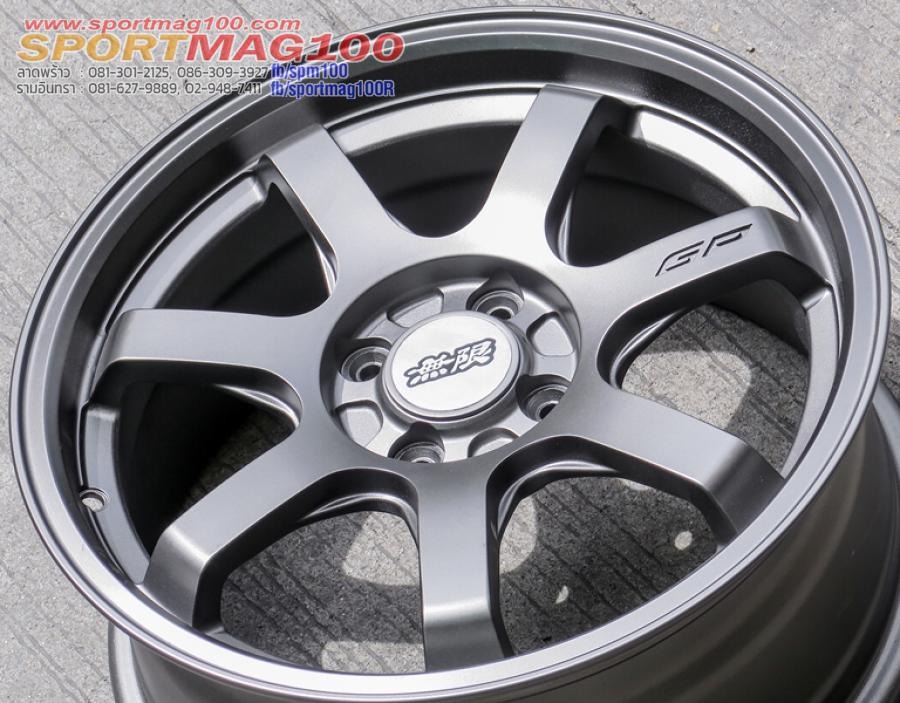 ล้อแม็กมือสอง Mugen GP ขอบ 16 กว้าง 7นิ้ว 4รู100 Offset42 สีเทา(ลาดพร้าว)